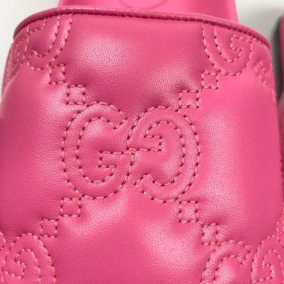 NIB Gucci Nappa Charlotte Logo Pink Leather Sandal Size 37 - Picture 9 of 13